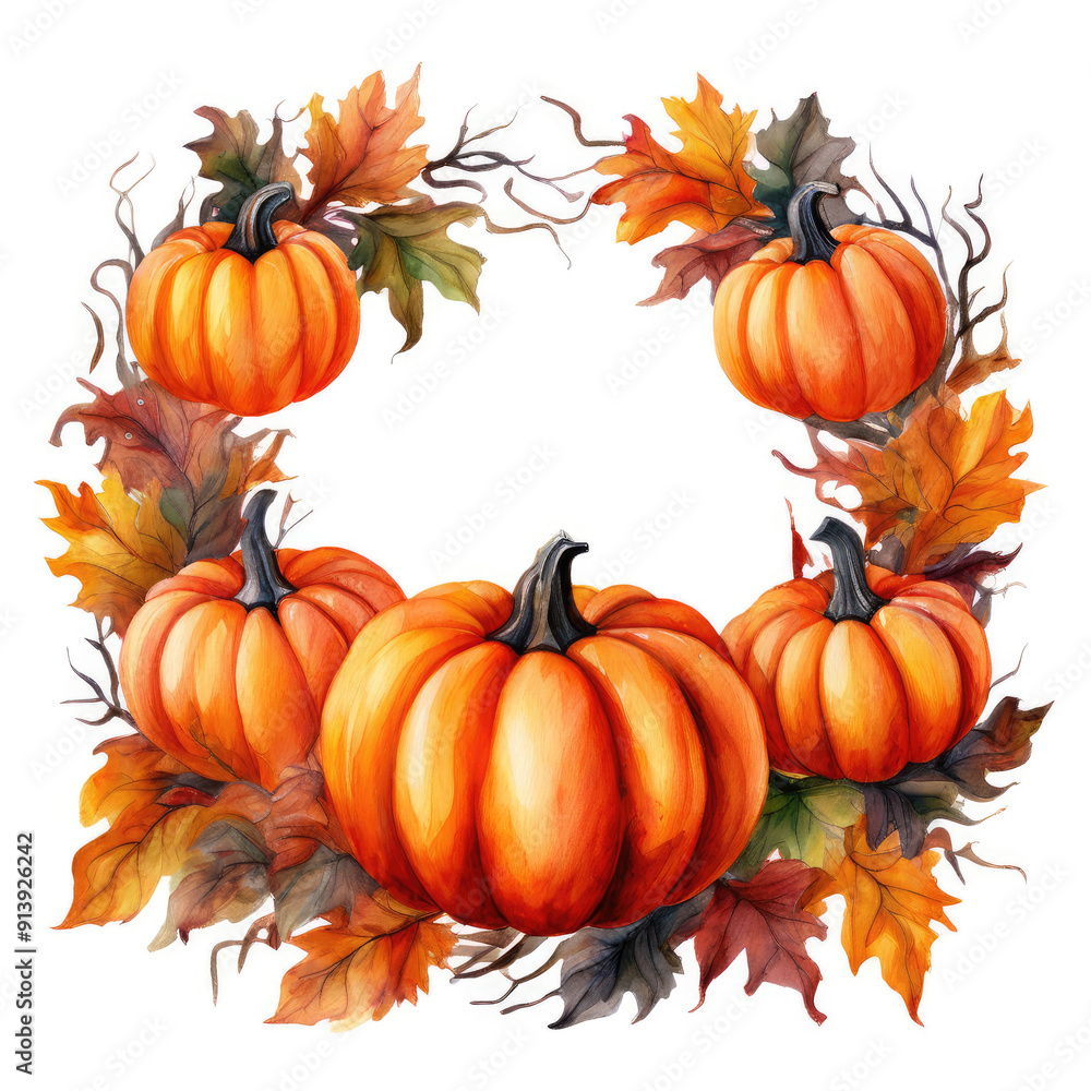 Wreath or frame made from pumpkins. Halloween element. Wreath or frame made from pumpkins. Halloween element.