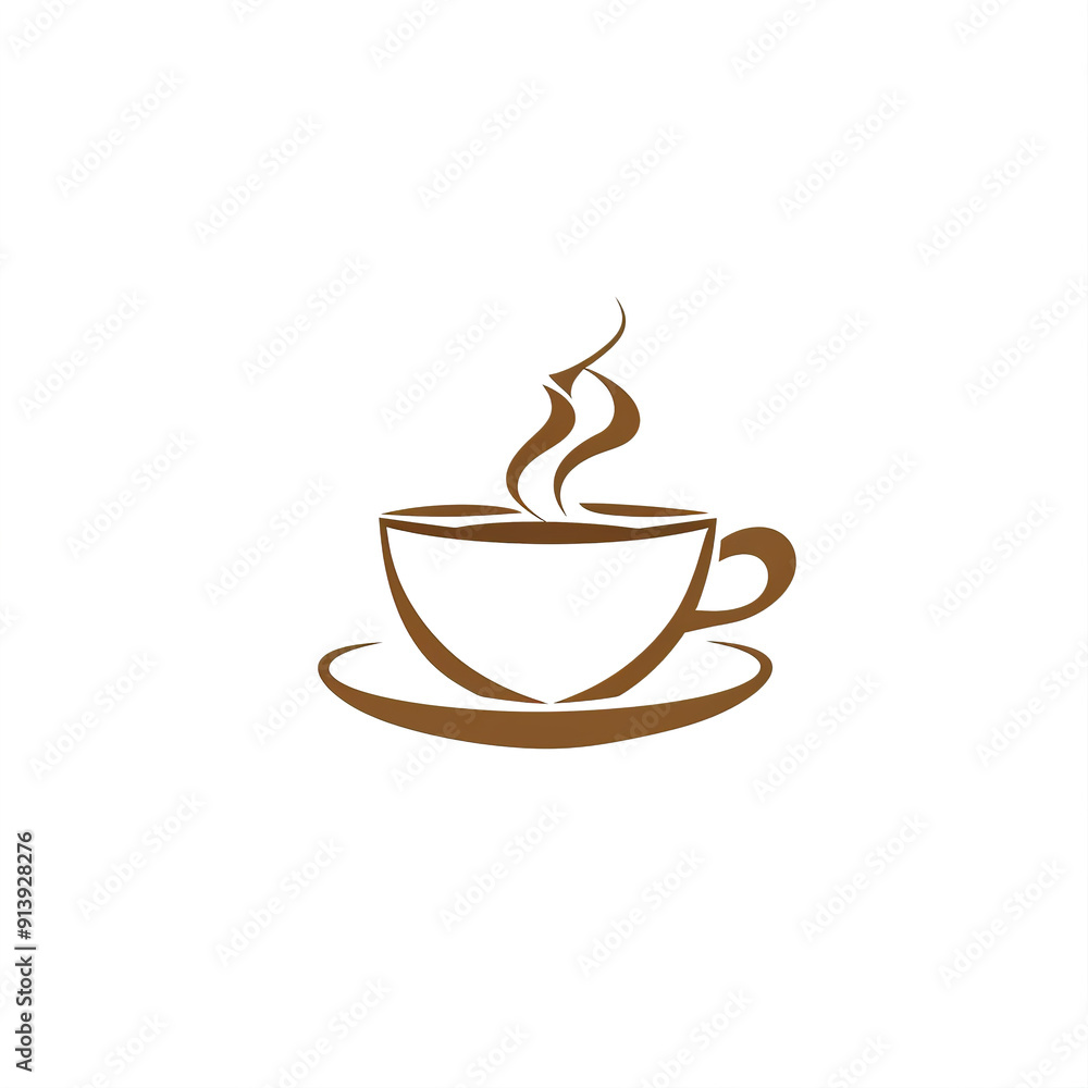 Obraz premium Brown Stylized Coffee Cup with Steam on a Saucer, generative ai image