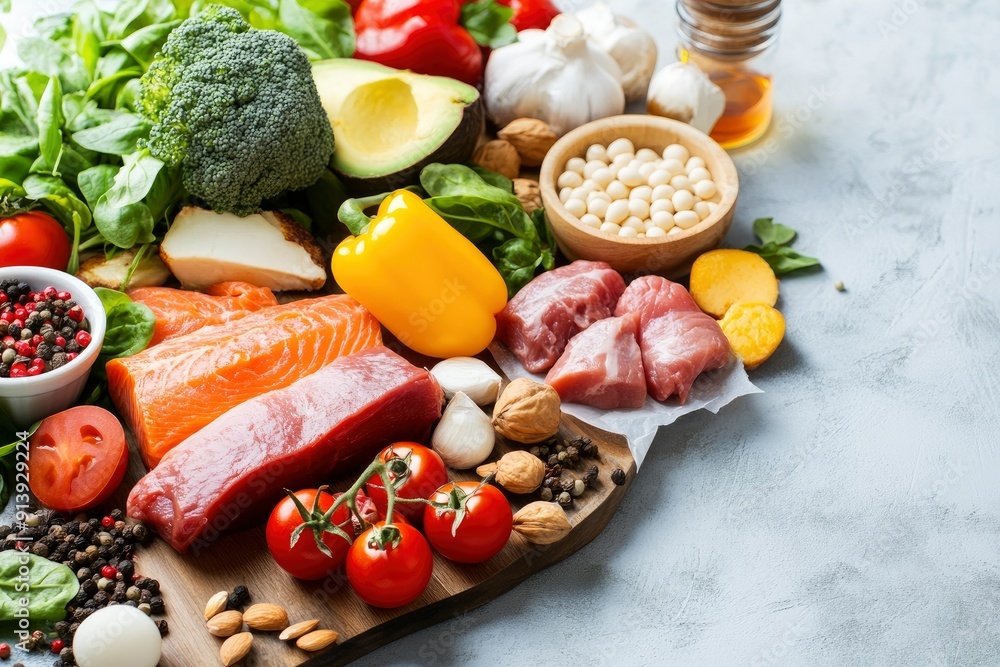Balanced diet food background, ai Balanced diet food background, ai