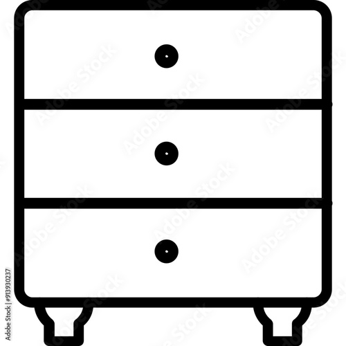 Chest Of Drawers vector icon in outline style 