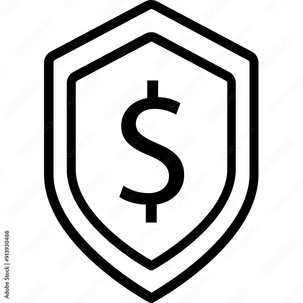 Shield vector icon in outline style Shield vector icon in outline style