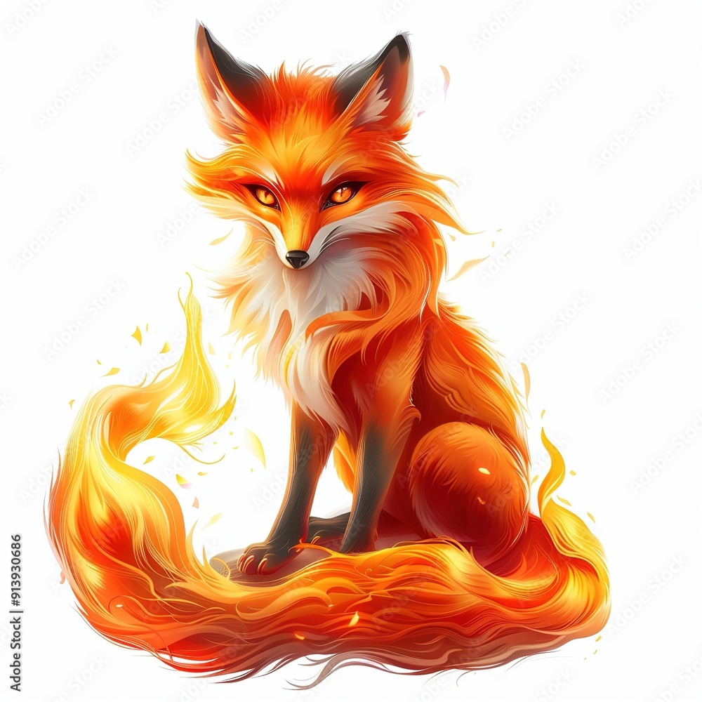 Obraz premium Foxe Darkness element fantasy cartoon isolated whitebackground 16:9