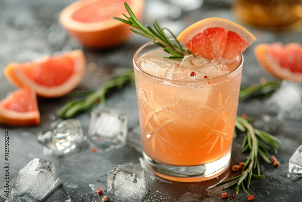 grapefruit cocktail with ice and rosemary grapefruit cocktail with ice and rosemary