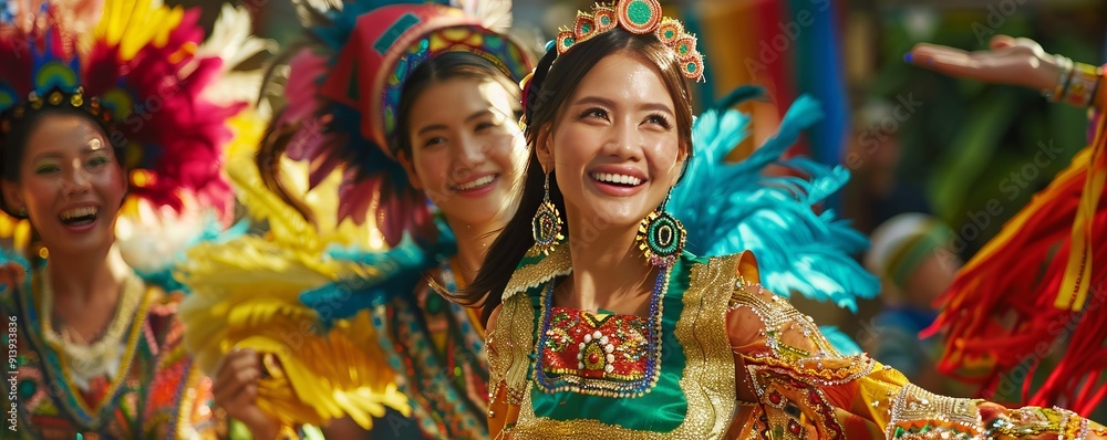 Family enjoying a traditional dance performance in a colorful costume, 4K hyperrealistic photo Family enjoying a traditional dance performance in a colorful costume, 4K hyperrealistic photo