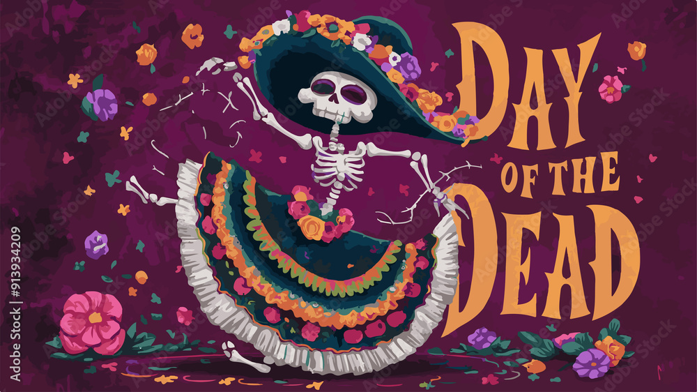 Obraz premium Dia Du Muertos- day of dead modern abstract poster