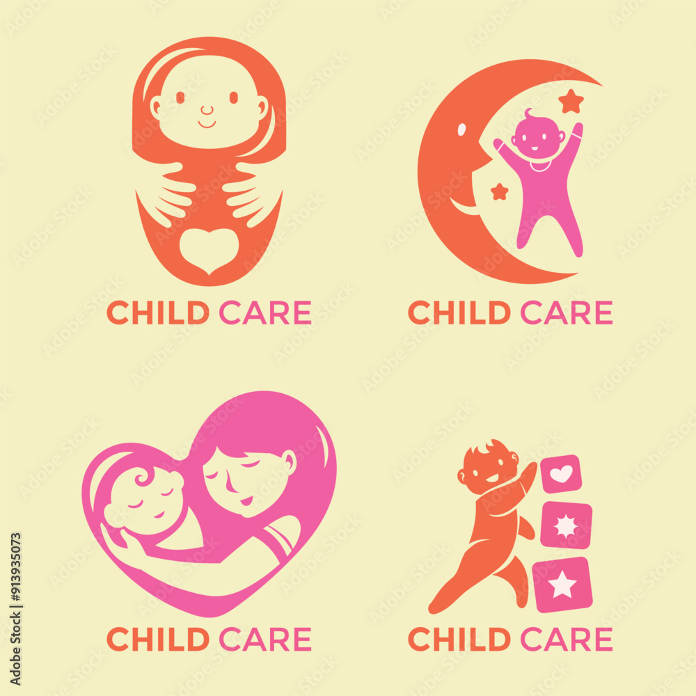 Fototapeta premium Set of Emblem Design Templates for Nursery and Baby Care Centers