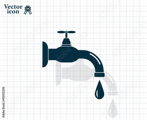 Dark colored vector icon with shadow on a light checkered background