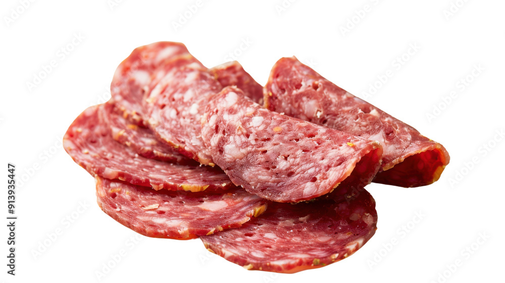 Sliced salami on transparent background Sliced salami on transparent background