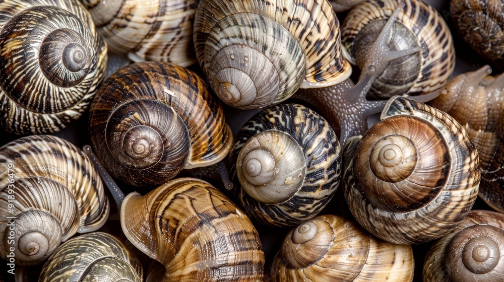 Successful snail farming venture showcasing a rich and varied population of snails Successful snail farming venture showcasing a rich and varied population of snails