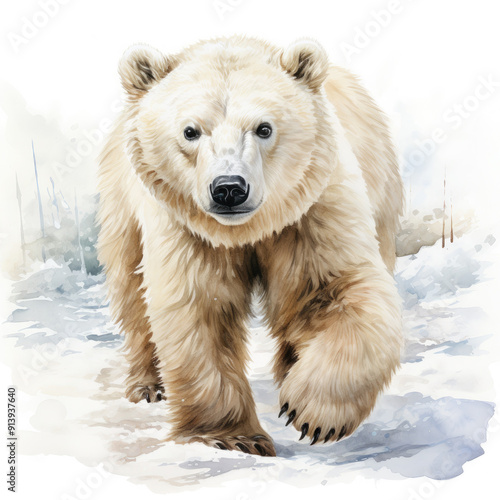 Watercolor Polar bear, clipart Illustration, Generative Ai
