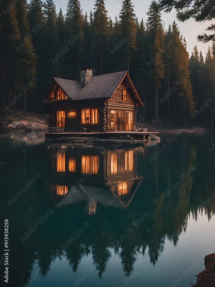 Fototapeta premium house on the lake