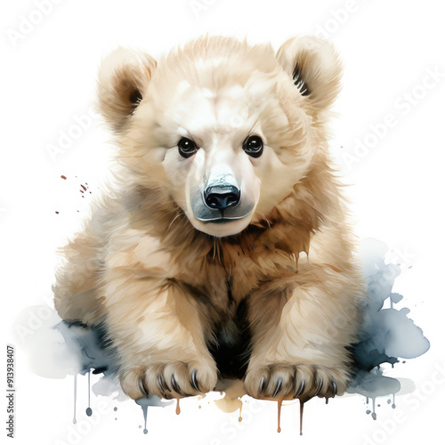 Watercolor Polar bear, clipart Illustration, Generative Ai