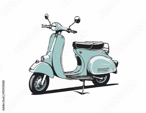 Vintage retro grungy scooter design, scooter shirt vector on white background
