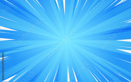 Blue Comic Halftone Background, blue rays background