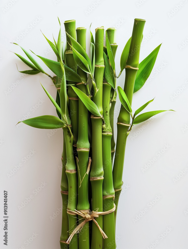 Fototapeta premium Bamboo Shoots White Background 