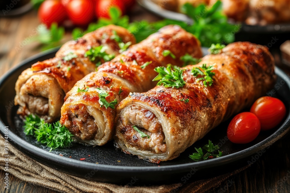 tasty traditional german roulades on plate, ai tasty traditional german roulades on plate, ai