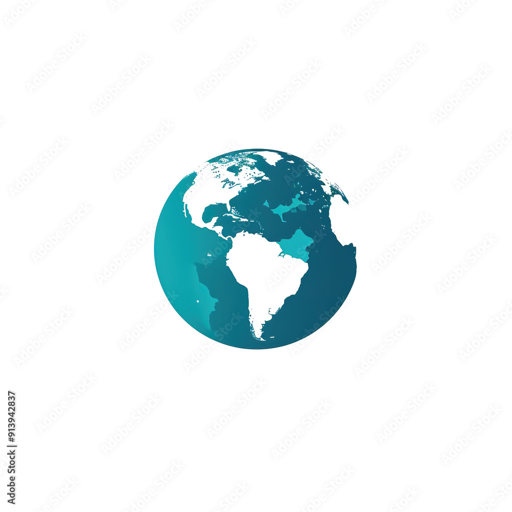 A 3D Blue Globe with White Continental Outlines, generative ai image A 3D Blue Globe with White Continental Outlines, generative ai image