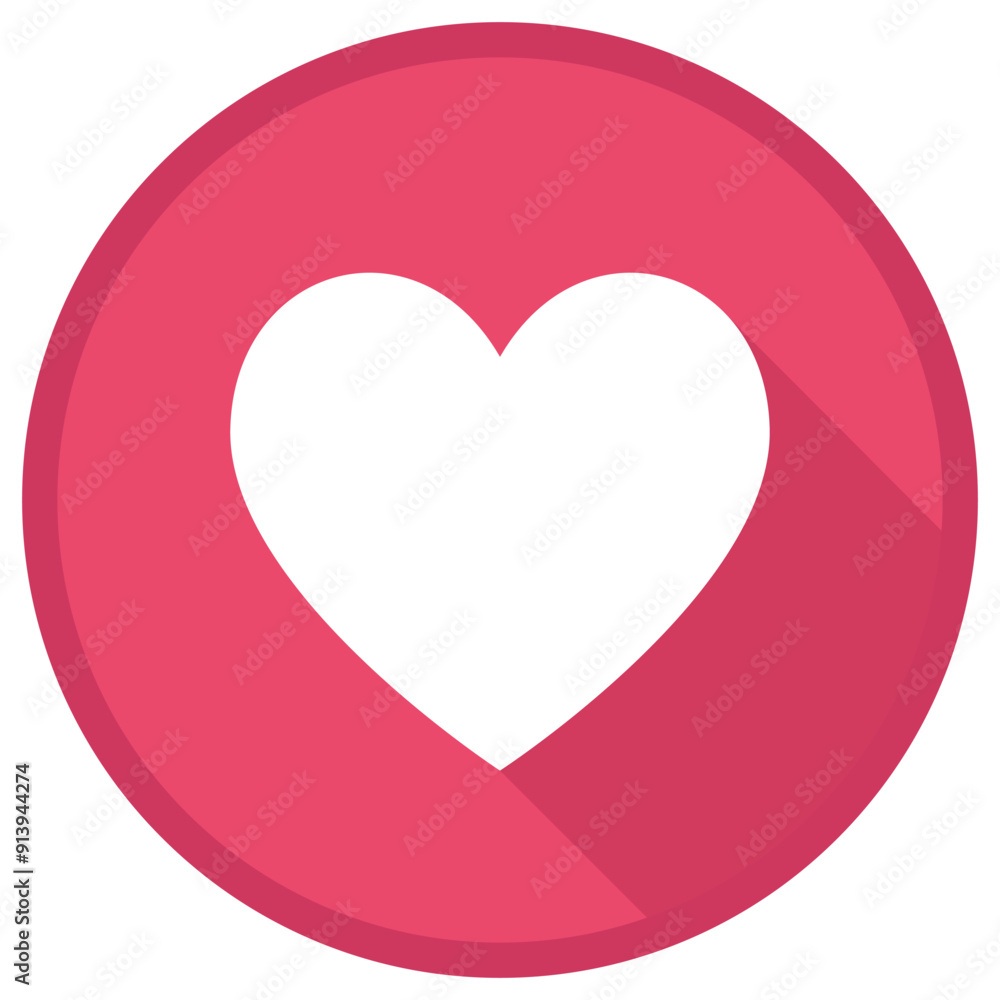 Social media like notification flat icon with heart symbol isolated on white background. Social media like notification flat icon with heart symbol isolated on white background.