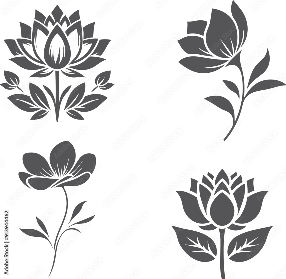flower Silhouette Bundle flower Silhouette Bundle