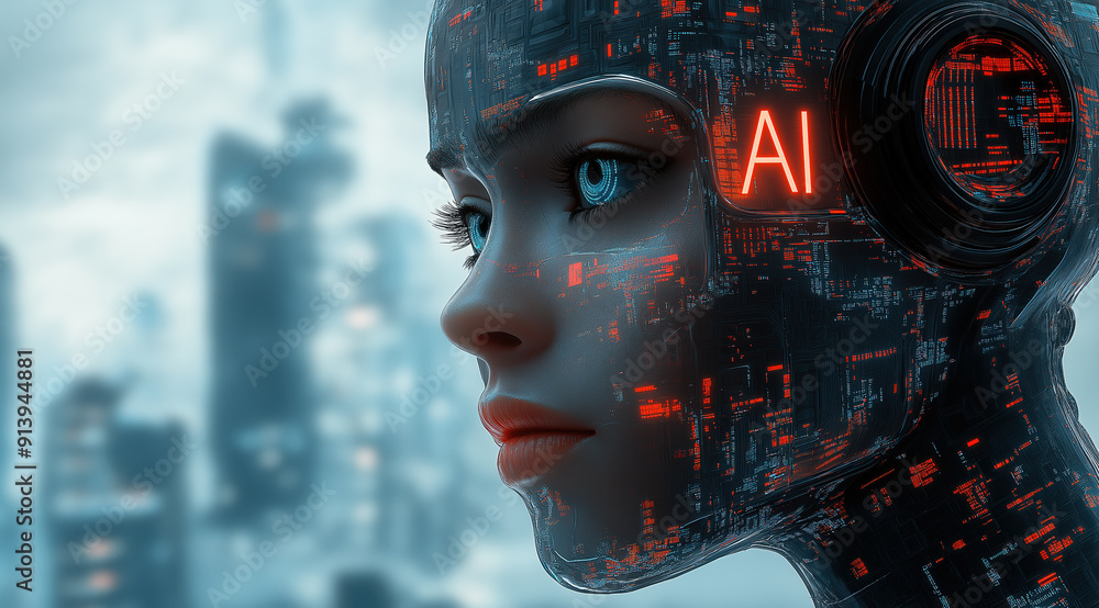 AI Artificial intelligence cyber. Futuristic AI abstract design, intricate circuitry pattern. AI Robot face, virtual human, virtual character, digital clone, machine learning. Realistic photo AI Artificial intelligence cyber. Futuristic AI abstract design, intricate circuitry pattern. AI Robot face, virtual human, virtual character, digital clone, machine learning. Realistic photo