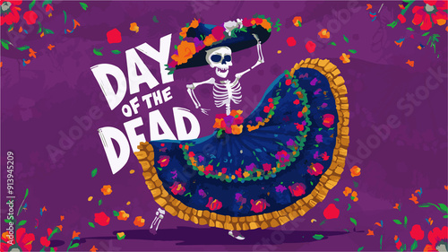 Dia Du Muertos- day of dead modern abstract poster