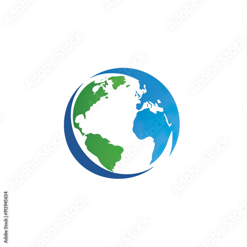 Stylized Earth Globe with Green and Blue Colors, generative ai image