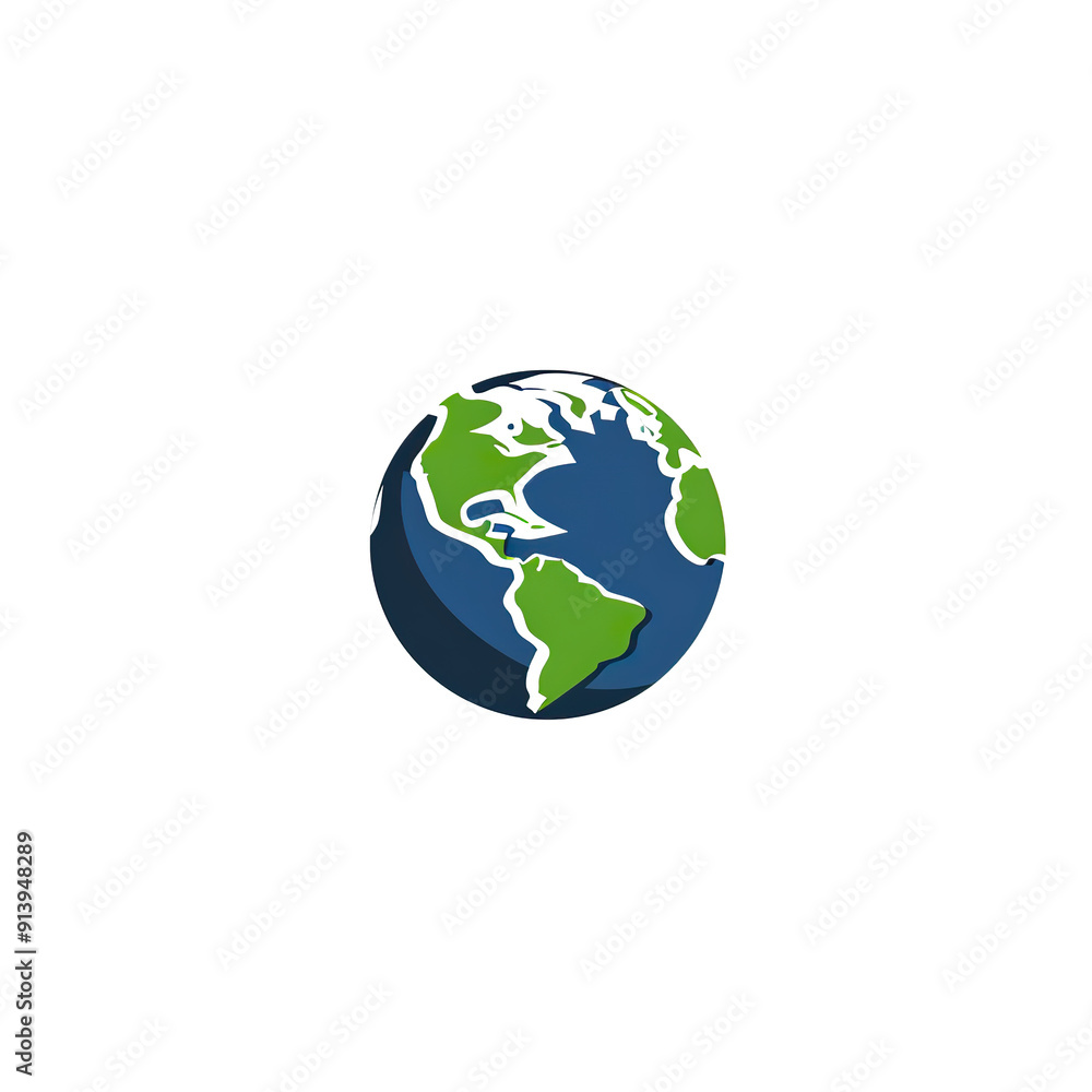 Simple Cartoon Illustration of a Blue and Green Earth Globe, generative ai image Simple Cartoon Illustration of a Blue and Green Earth Globe, generative ai image