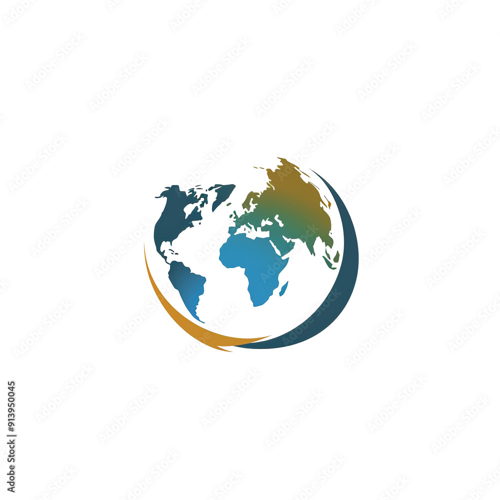 Globe with a Gold and Blue Swirl, generative ai image Globe with a Gold and Blue Swirl, generative ai image