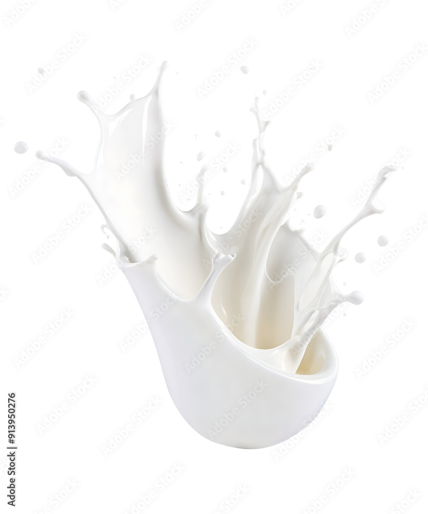 A realistic milk or cream splash captured in mid-air, isolated on a transparent background. A realistic milk or cream splash captured in mid-air, isolated on a transparent background.