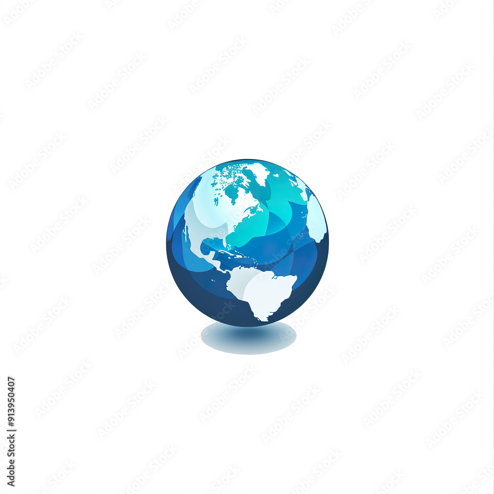 Blue and White Globe with North and South America, generative ai image Blue and White Globe with North and South America, generative ai image