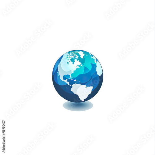 Blue and White Globe with North and South America, generative ai image