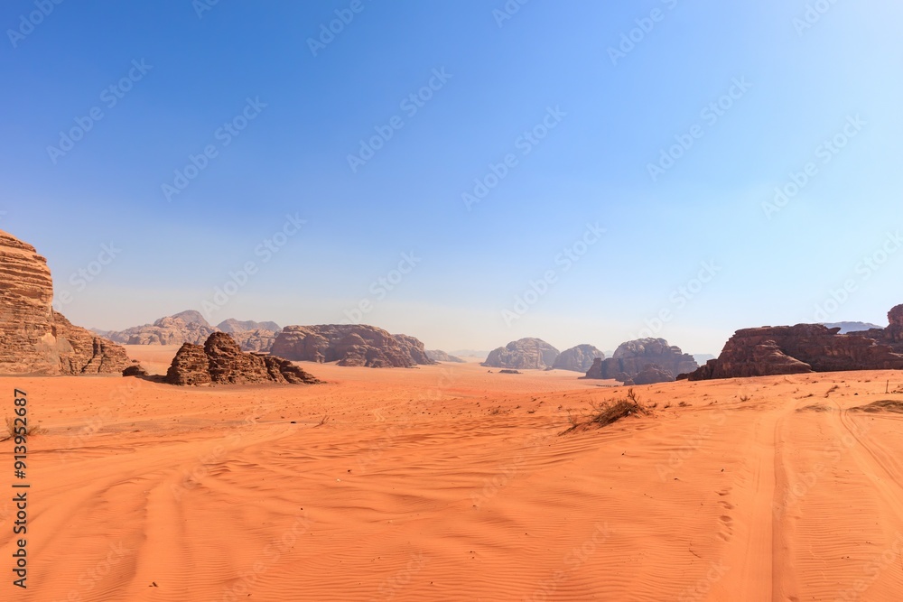 Landscape of the Wadi Rum desert in Jordan Landscape of the Wadi Rum desert in Jordan