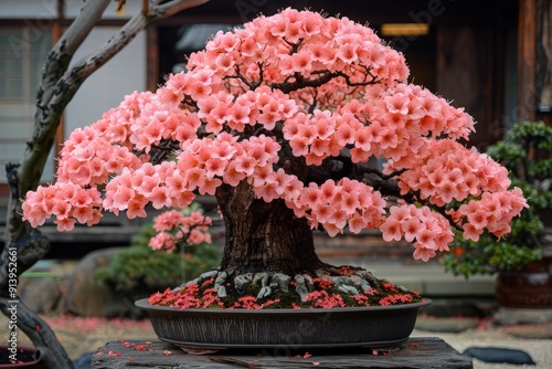 A bonsai in Broom style, with a symmetrical canopy shaped like a fan photo