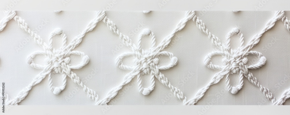 Isolated white cross stitch pattern on white background, 4K hyperrealistic photo Isolated white cross stitch pattern on white background, 4K hyperrealistic photo