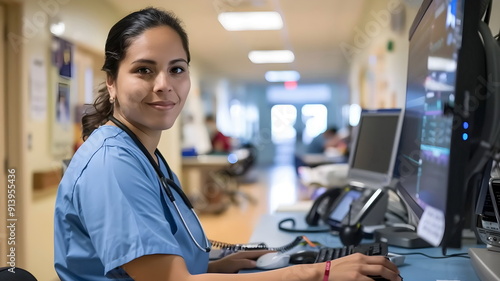 Healthcare Professional Monitoring Station Hospital Environment