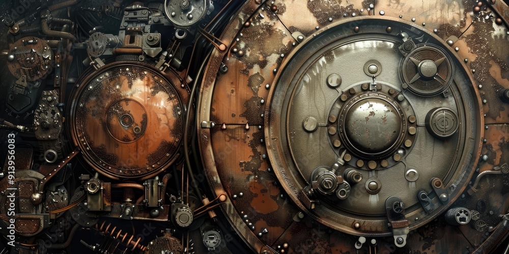 Rusty, intricate, steampunk, mechanical, design. Rusty, intricate, steampunk, mechanical, design.