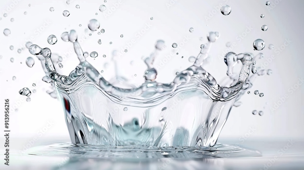 High-definition water splash with realistic detail 3D illustration white background High-definition water splash with realistic detail 3D illustration white background