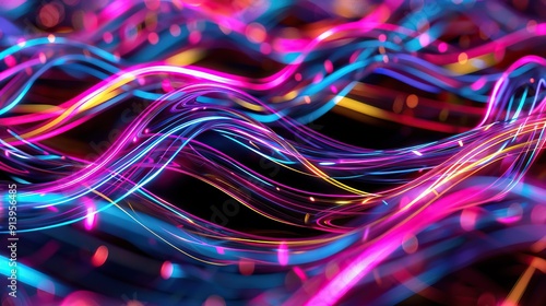 Lines with neon glow effects, seamless background