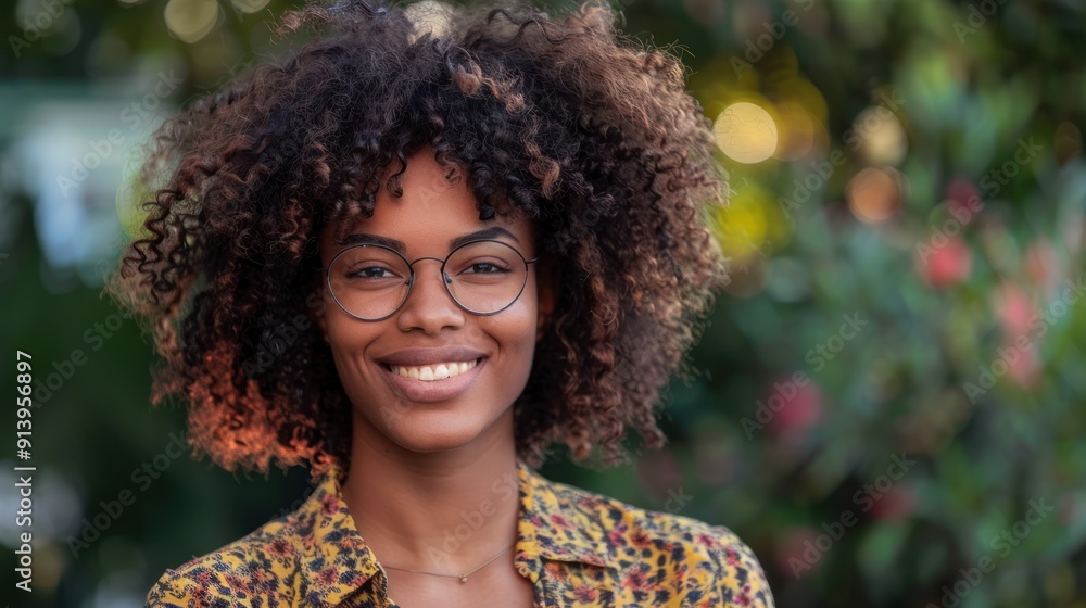 Friendly cheerful attractive african american curly-haired Friendly cheerful attractive african american curly-haired