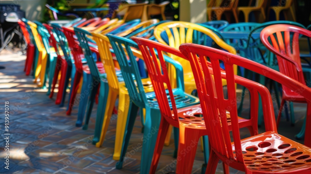 Location background,Rows of colorful chairs Location background,Rows of colorful chairs