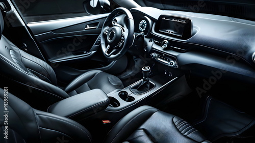 Luxury Car Interior Design Leather Seats Dashboard Gear Shift