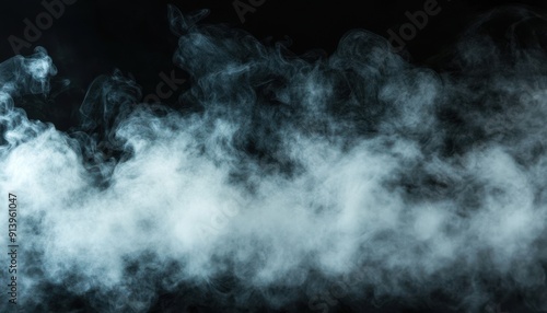 Abstract white smoke cloud on a black background. Perfect for graphic design and photography. photo