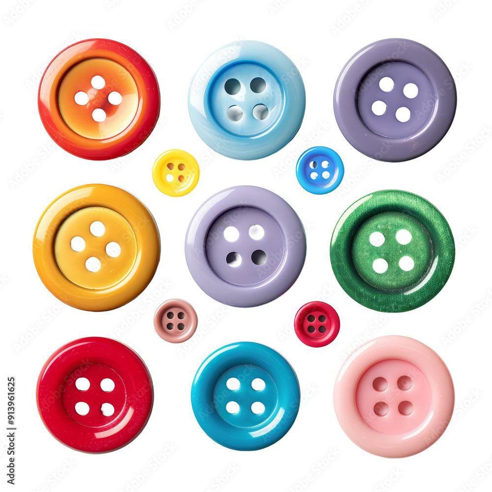 Set of nine colorful and patterned buttons in different designs, isolated on white. Perfect for crafting, sewing, and DIY projects. Set of nine colorful and patterned buttons in different designs, isolated on white. Perfect for crafting, sewing, and DIY projects.