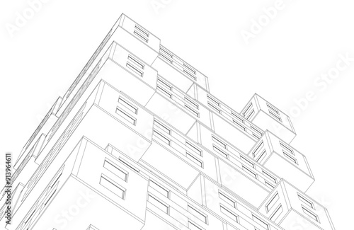 Abstract architectural drawing 3d rendering