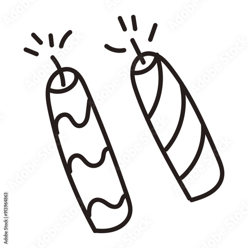 Single firework for celebration. Hand drawn doodle vector illustration