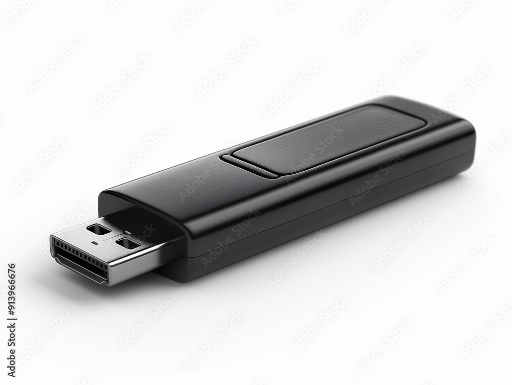 Versatile Black USB Flash Drive Resting on Crisp White Surface Ready for Data Storage Versatile Black USB Flash Drive Resting on Crisp White Surface Ready for Data Storage