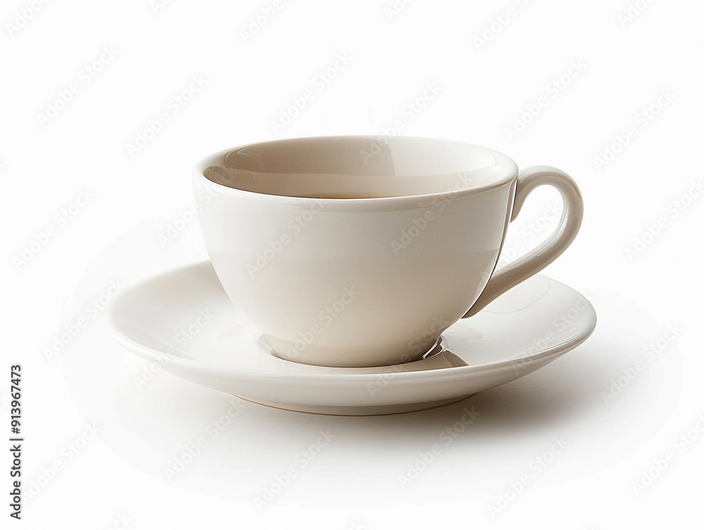 Elegant White Ceramic Cup With Saucer Ideal for Coffee or Tea Service Elegant White Ceramic Cup With Saucer Ideal for Coffee or Tea Service
