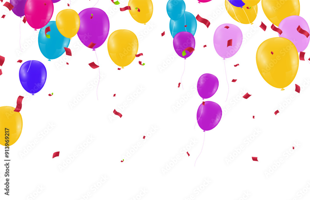 balloons, confetti concept design template holiday Happy Day, background Celebration Vector illustration. Design for Party decorations, New year, birthday, anniversary, celebration balloons, confetti concept design template holiday Happy Day, background Celebration Vector illustration. Design for Party decorations, New year, birthday, anniversary, celebration