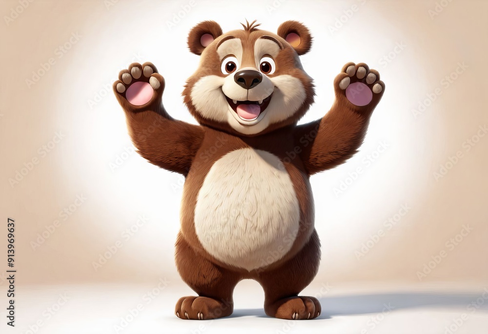 Friendly Bear Character with Paws Up Friendly Bear Character with Paws Up