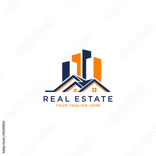 city building skyline house apartment vector logo design template